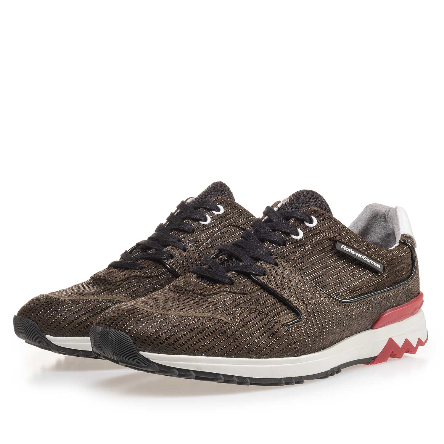 16220/02 - Olive green, printed suede leather sneaker 16220/02 - Olive green, printed suede leather sneaker