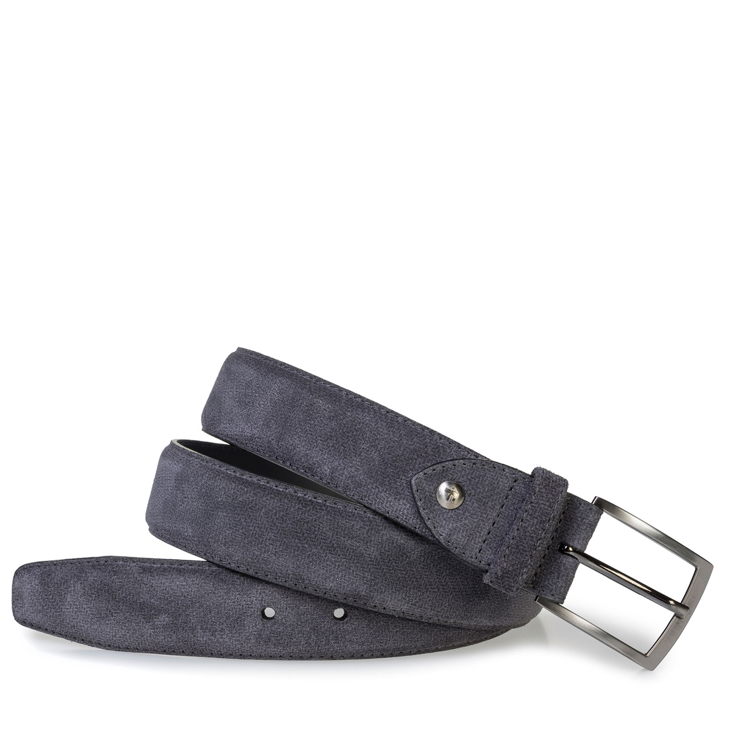 75201/71 - Donkergrijze suède riem met print 75201/71 - Donkergrijze suède riem met print
