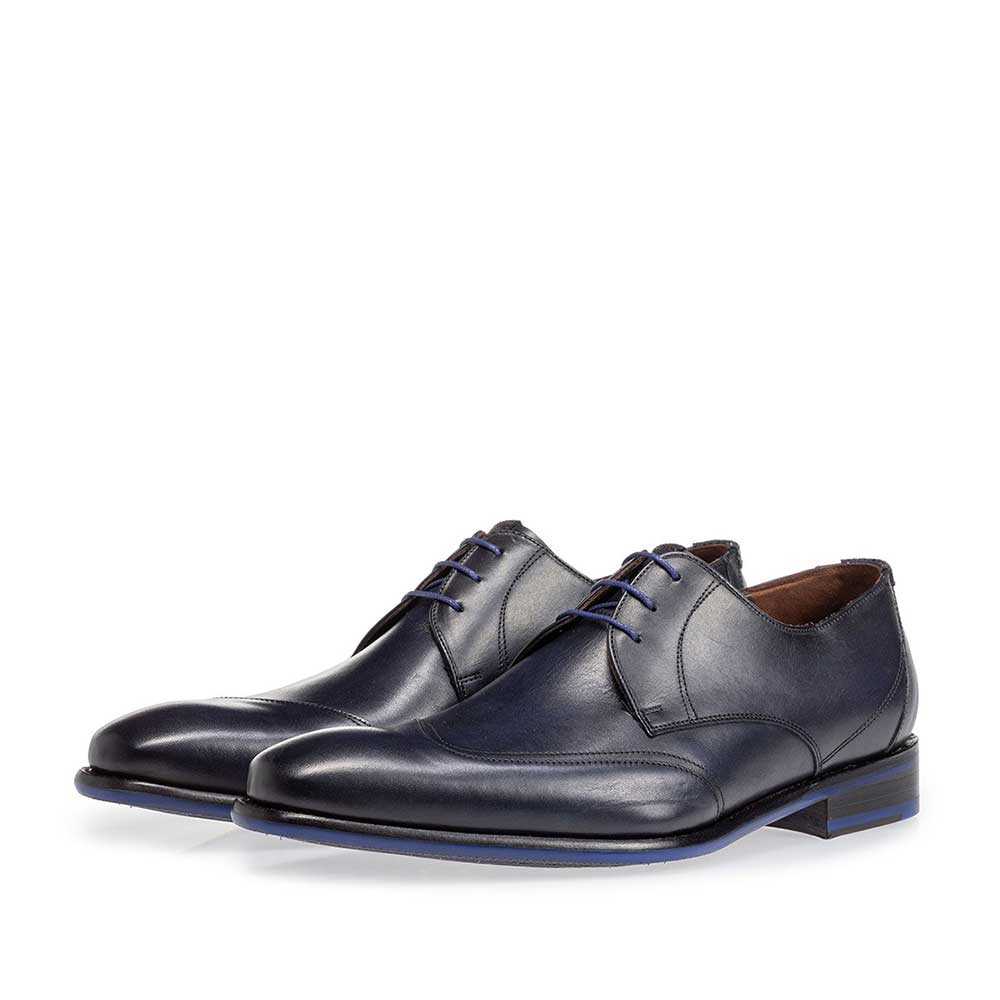 18133/02 - Veterschoen donkerblauw kalfsleer 18133/02 - Veterschoen donkerblauw kalfsleer