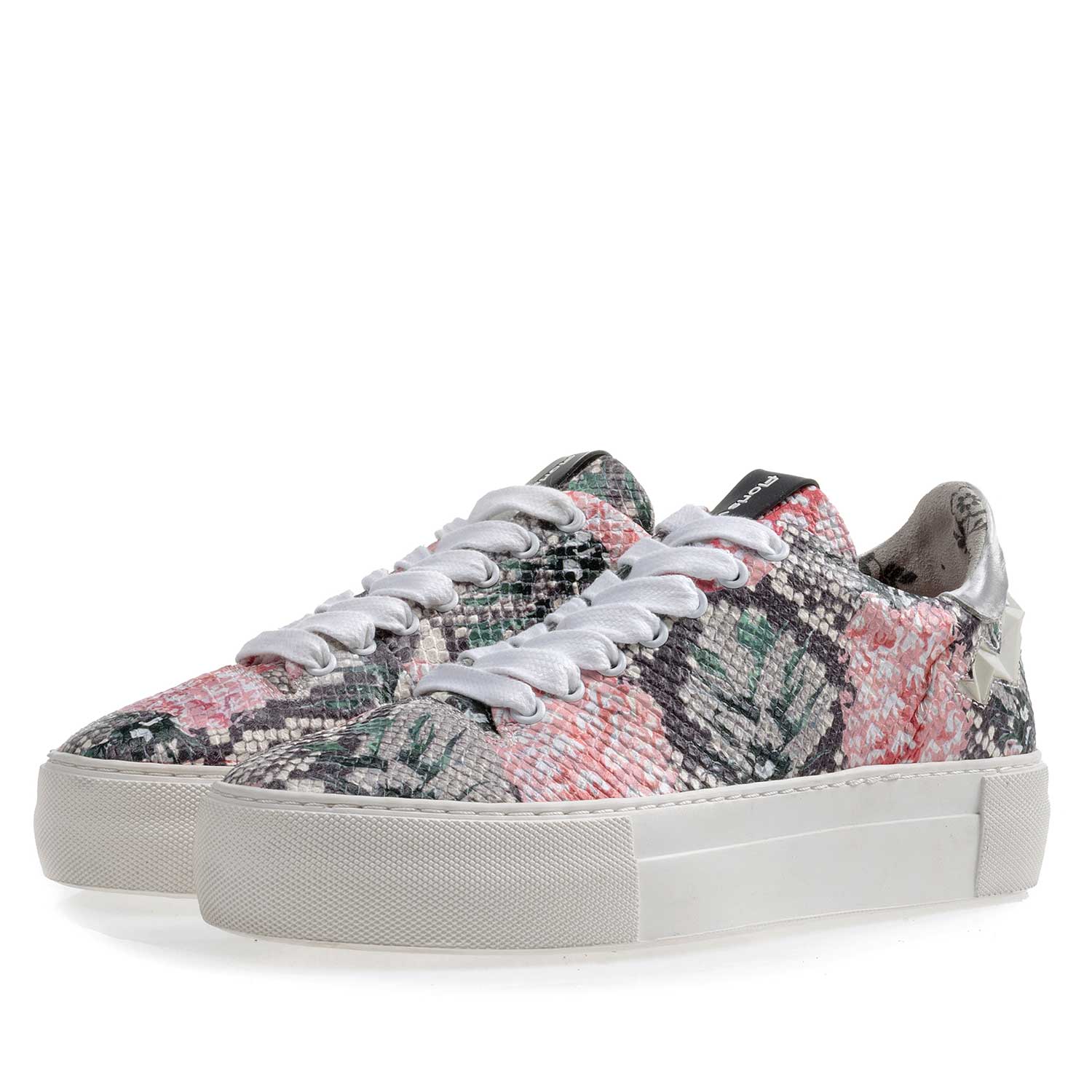 85234/03 - Multicolour leren sneaker met print 85234/03 - Multicolour leren sneaker met print