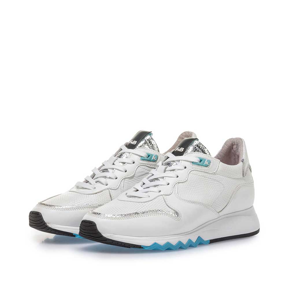85302/04 - White calf leather sneaker with blue details 85302/04 - White calf leather sneaker with blue details