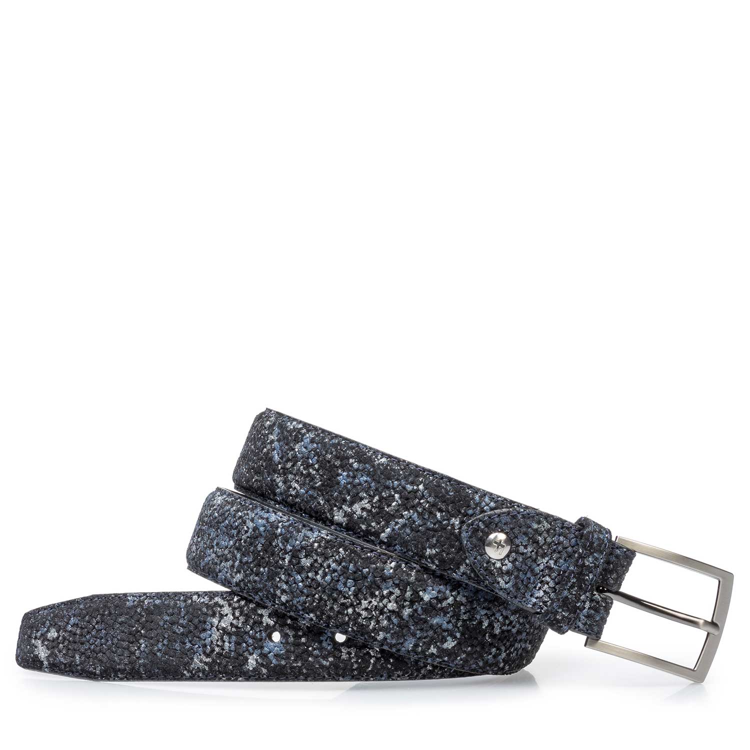 75201/58 - Dark blue suede leather belt with structure 75201/58 - Dark blue suede leather belt with structure