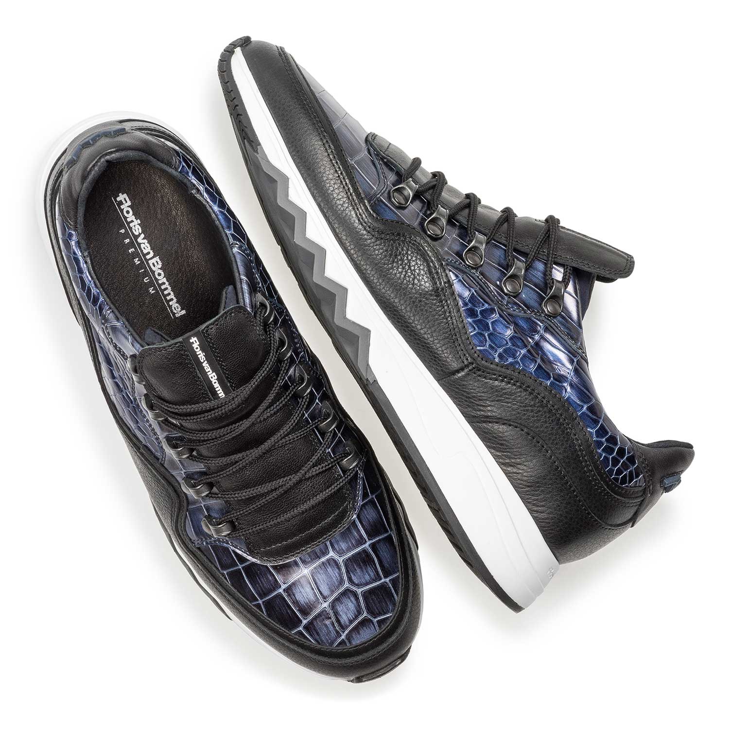 16394/00 - Premium blue printed metallic leather sneaker 16394/00 - Premium blue printed metallic leather sneaker
