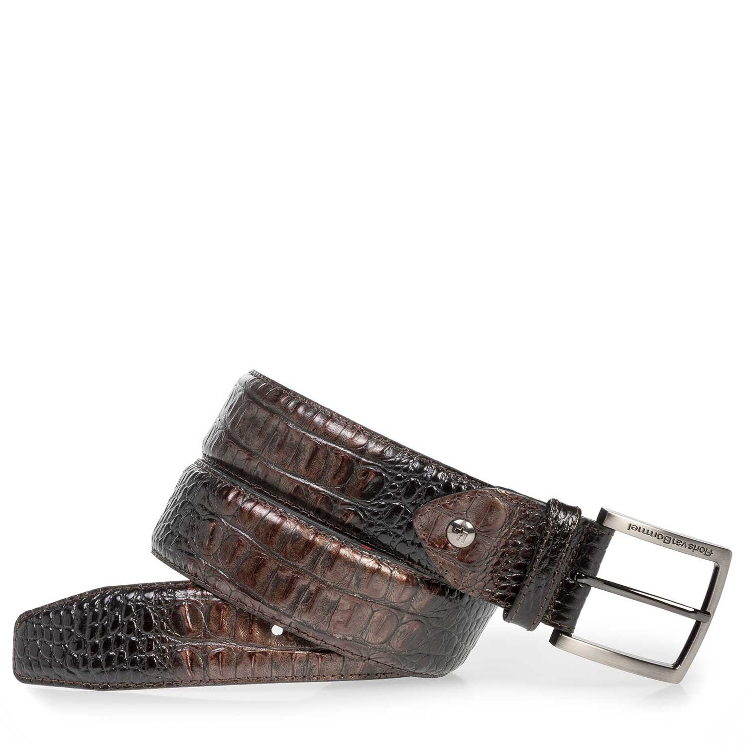 75202/02 - Leren riem met crocoprint brons 75202/02 - Leren riem met crocoprint brons