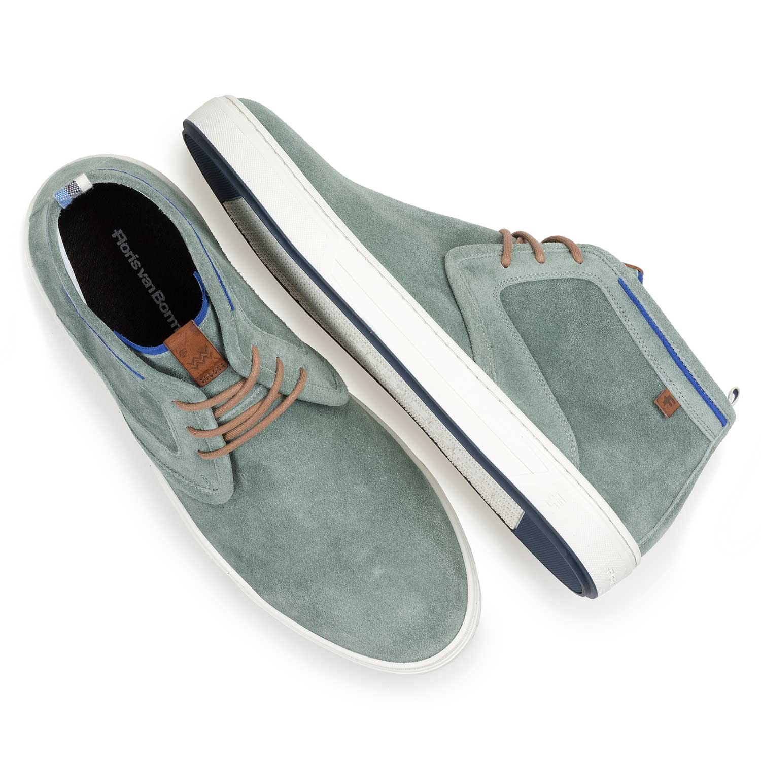 10466/03 - Pale green washed suede leather lace shoe 10466/03 - Pale green washed suede leather lace shoe