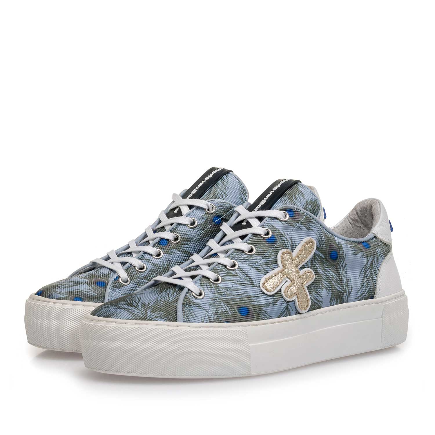 85267/01 - Lichtblauwe suède sneaker met textiel 85267/01 - Lichtblauwe suède sneaker met textiel
