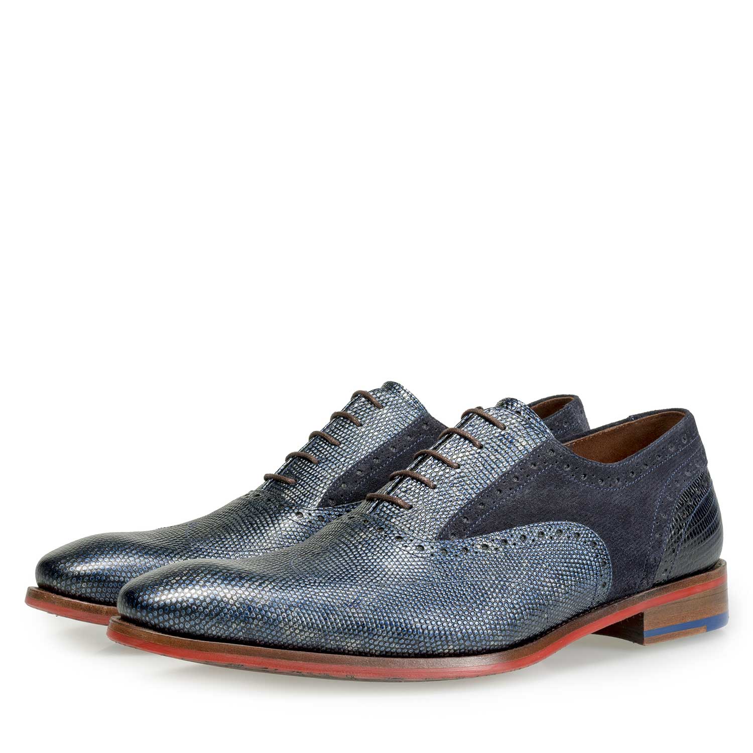 19117/02 - Premium blauwe kalfsleren veterschoen 19117/02 - Premium blauwe kalfsleren veterschoen