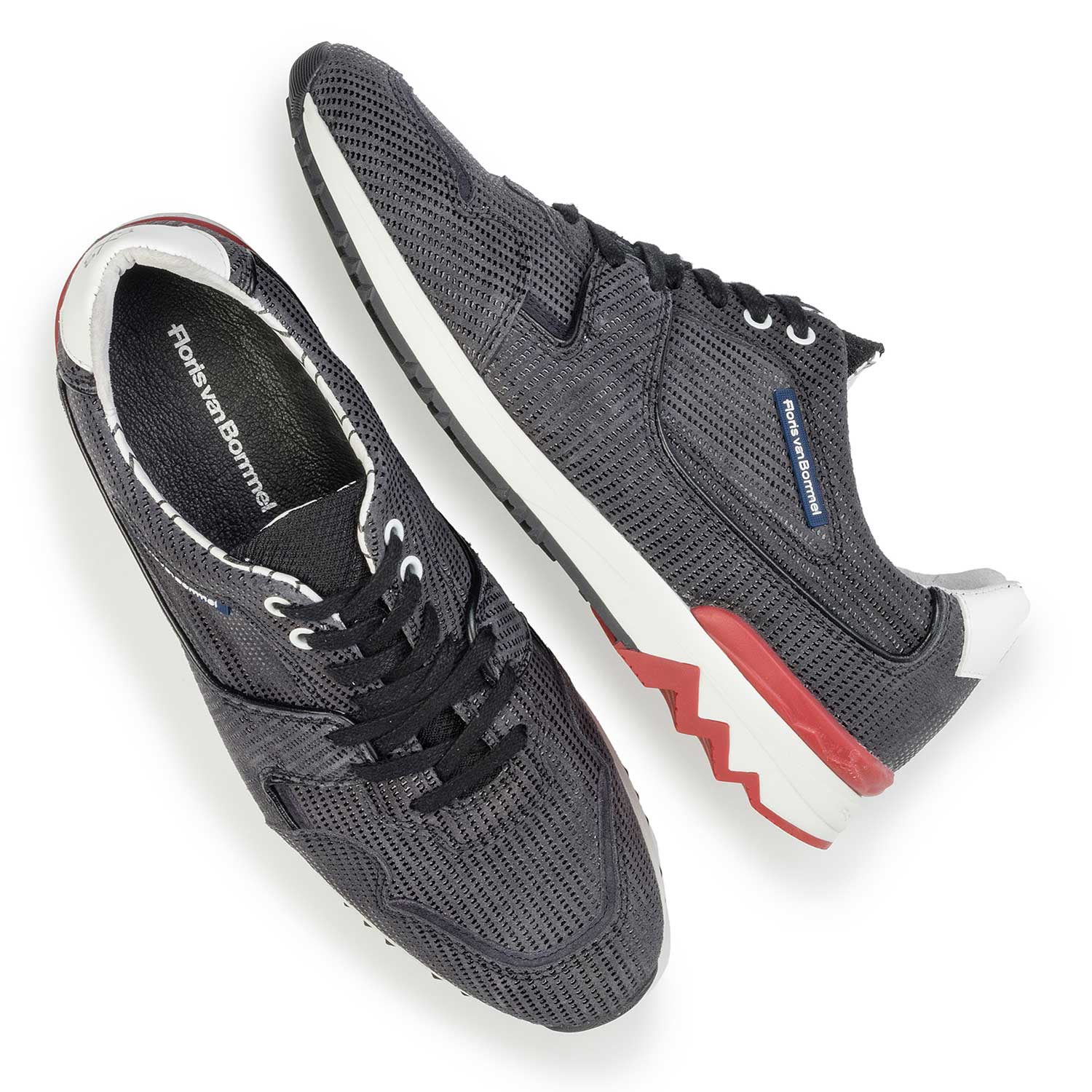 16220/05 - Donkergrijze suède sneaker met print 16220/05 - Donkergrijze suède sneaker met print