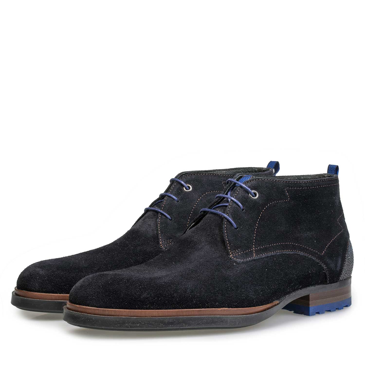 10947/10 - Dark blue suede leather lace boot 10947/10 - Dark blue suede leather lace boot