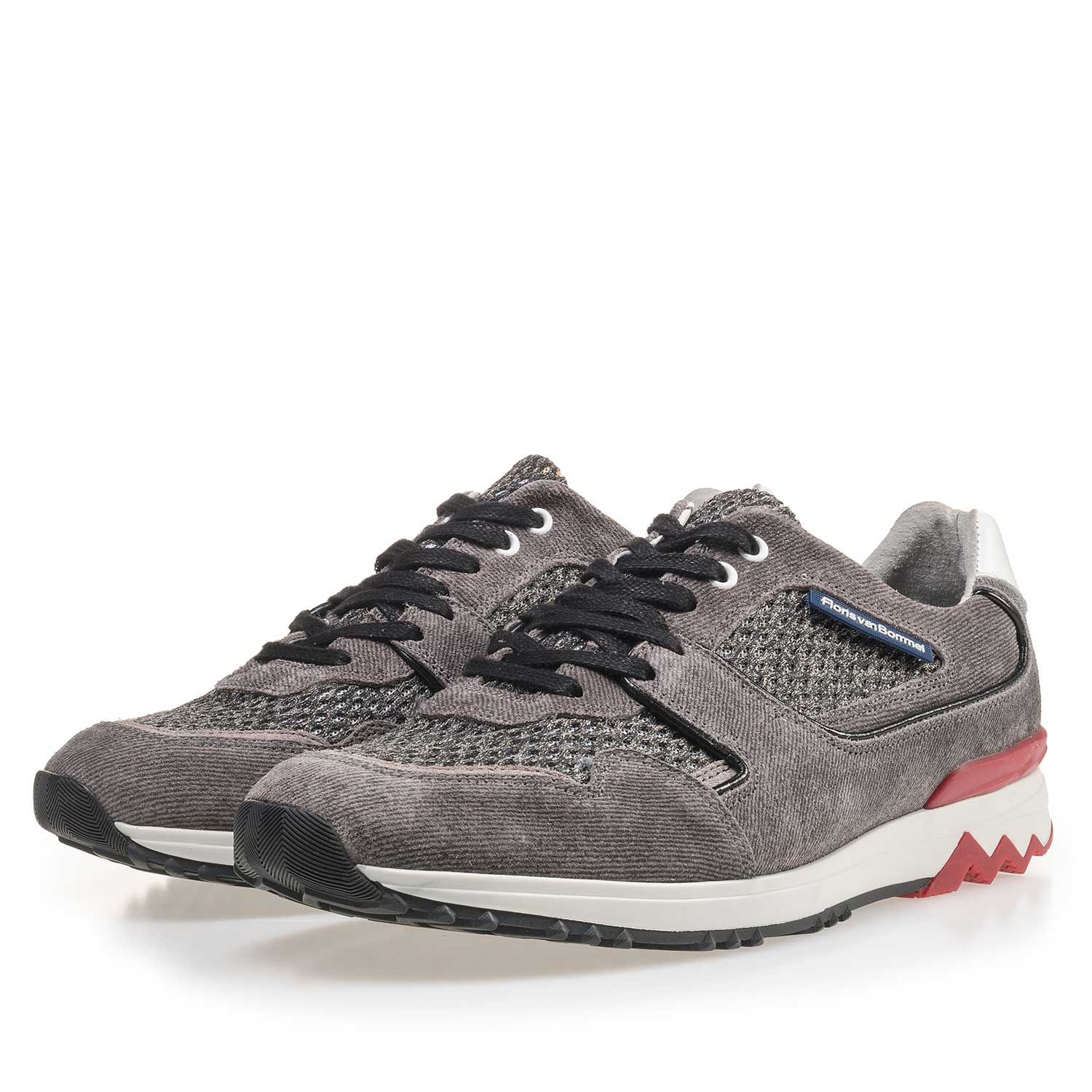 16220/07 - Grijze suède sneaker met denimstructuur 16220/07 - Grijze suède sneaker met denimstructuur