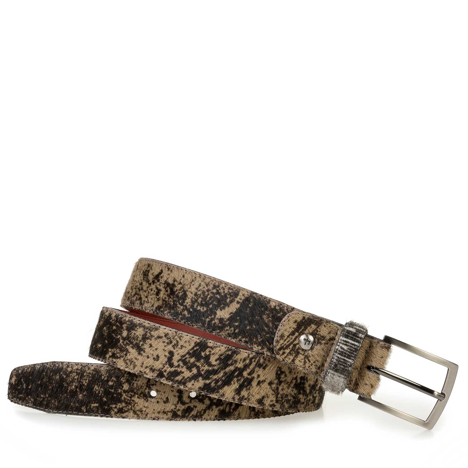 75188/34 - Bruine ponyhair riem met print 75188/34 - Bruine ponyhair riem met print
