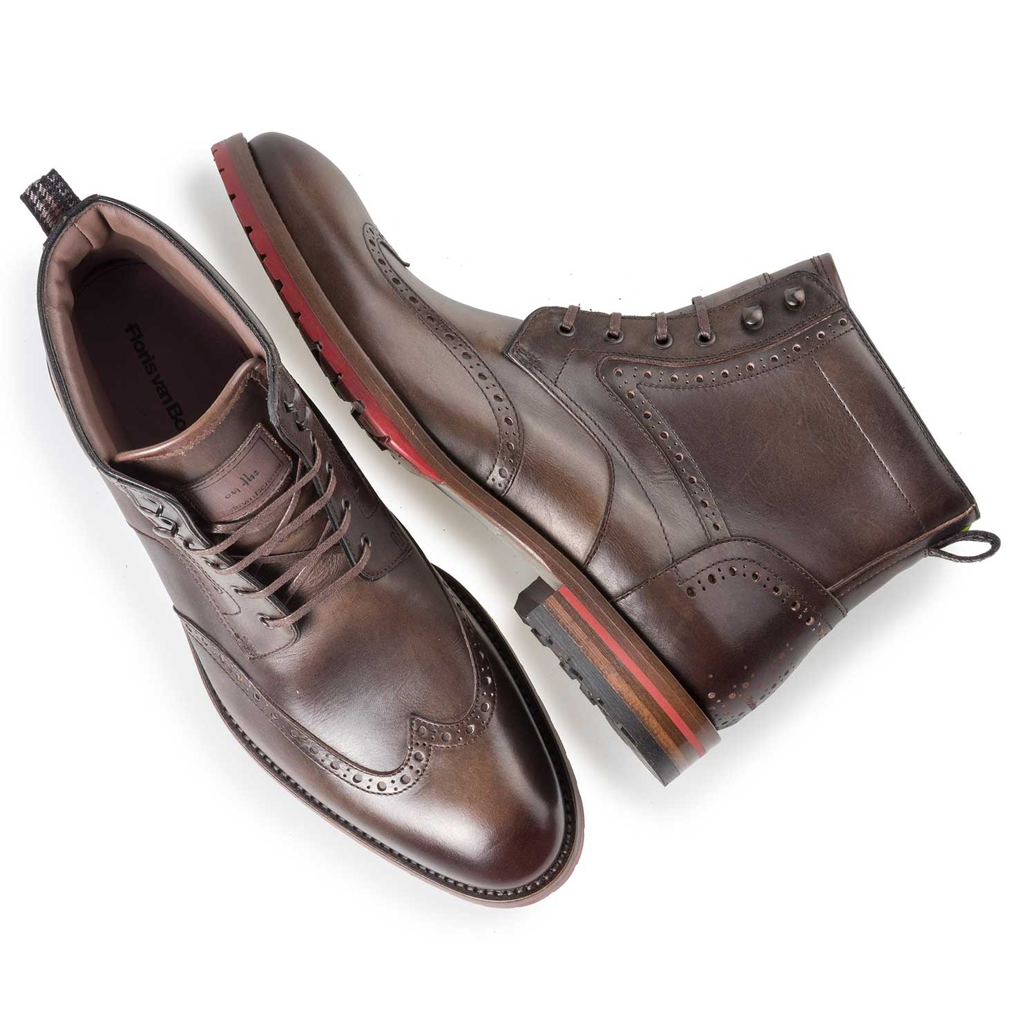 10295/08 - Donkerbruine kalfsleren brogue veterboot 10295/08 - Donkerbruine kalfsleren brogue veterboot