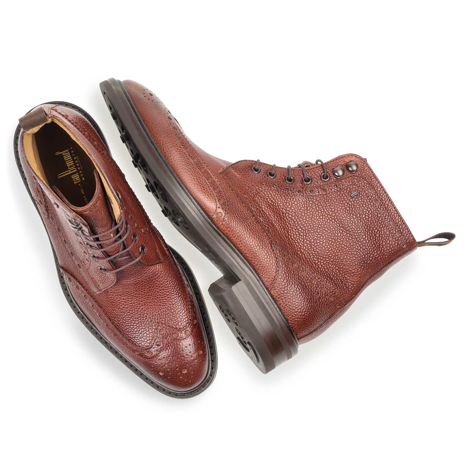 10165/06 - Leren brogue veterboot cognac 10165/06 - Leren brogue veterboot cognac