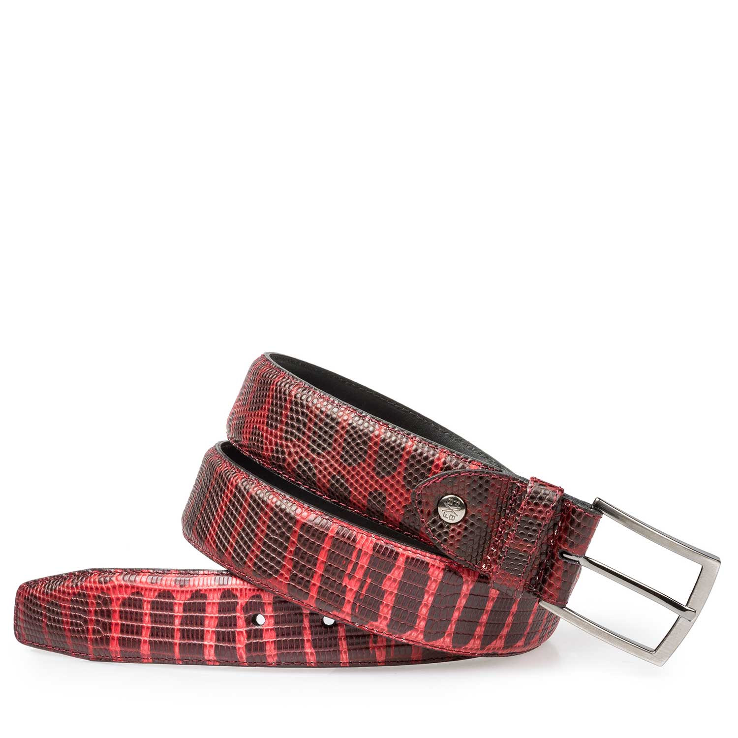 75190/31 - Rode riem van kalfsleer met lizardprint 75190/31 - Rode riem van kalfsleer met lizardprint