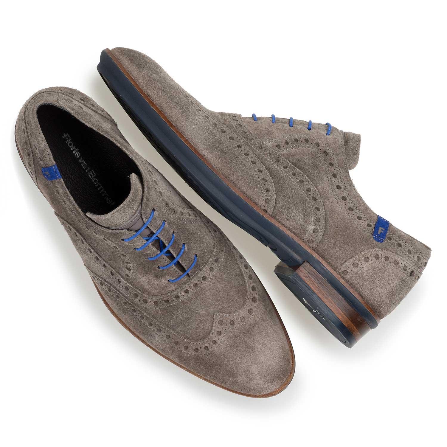 19048/08 - Taupe-coloured suede leather brogue shoe 19048/08 - Taupe-coloured suede leather brogue shoe