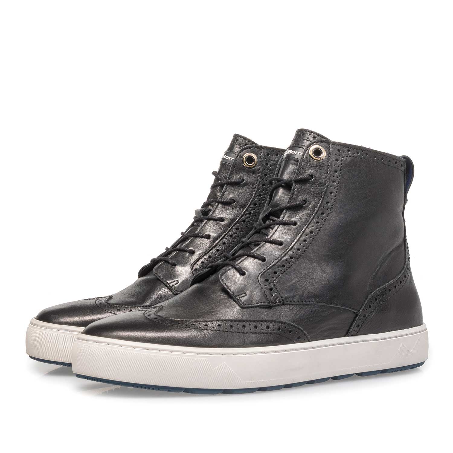 85286/03 - Zwarte halfhoge nappaleren sneaker 85286/03 - Zwarte halfhoge nappaleren sneaker