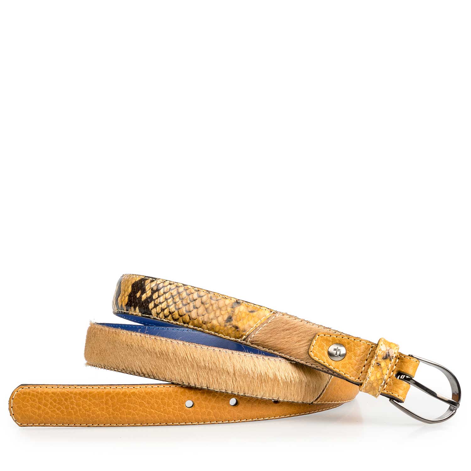 75814/11 - Ochre yellow leather belt with pony hair 75814/11 - Ochre yellow leather belt with pony hair
