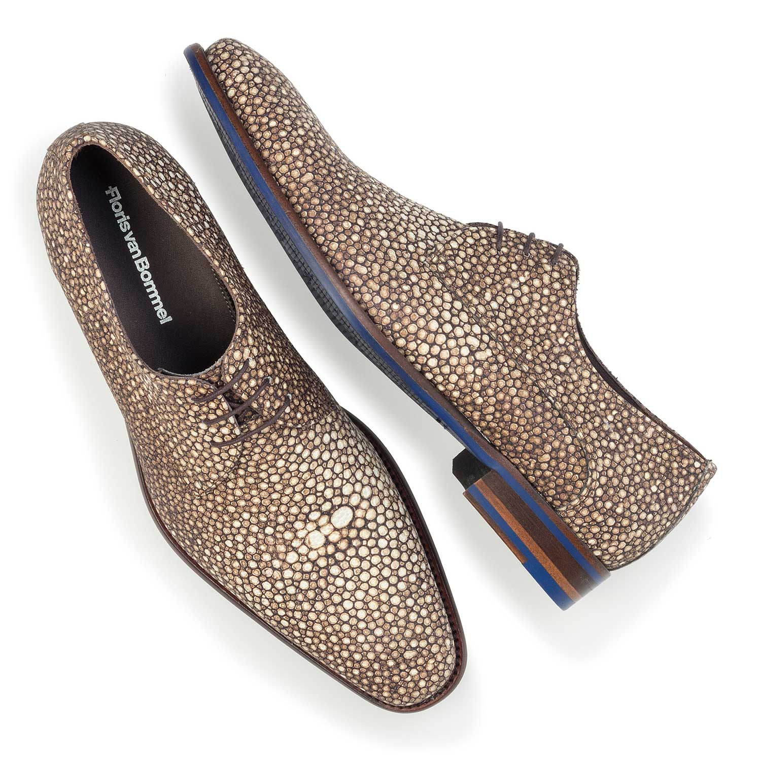 14194/02 - Brown, leather lace shoe with pattern 14194/02 - Brown, leather lace shoe with pattern