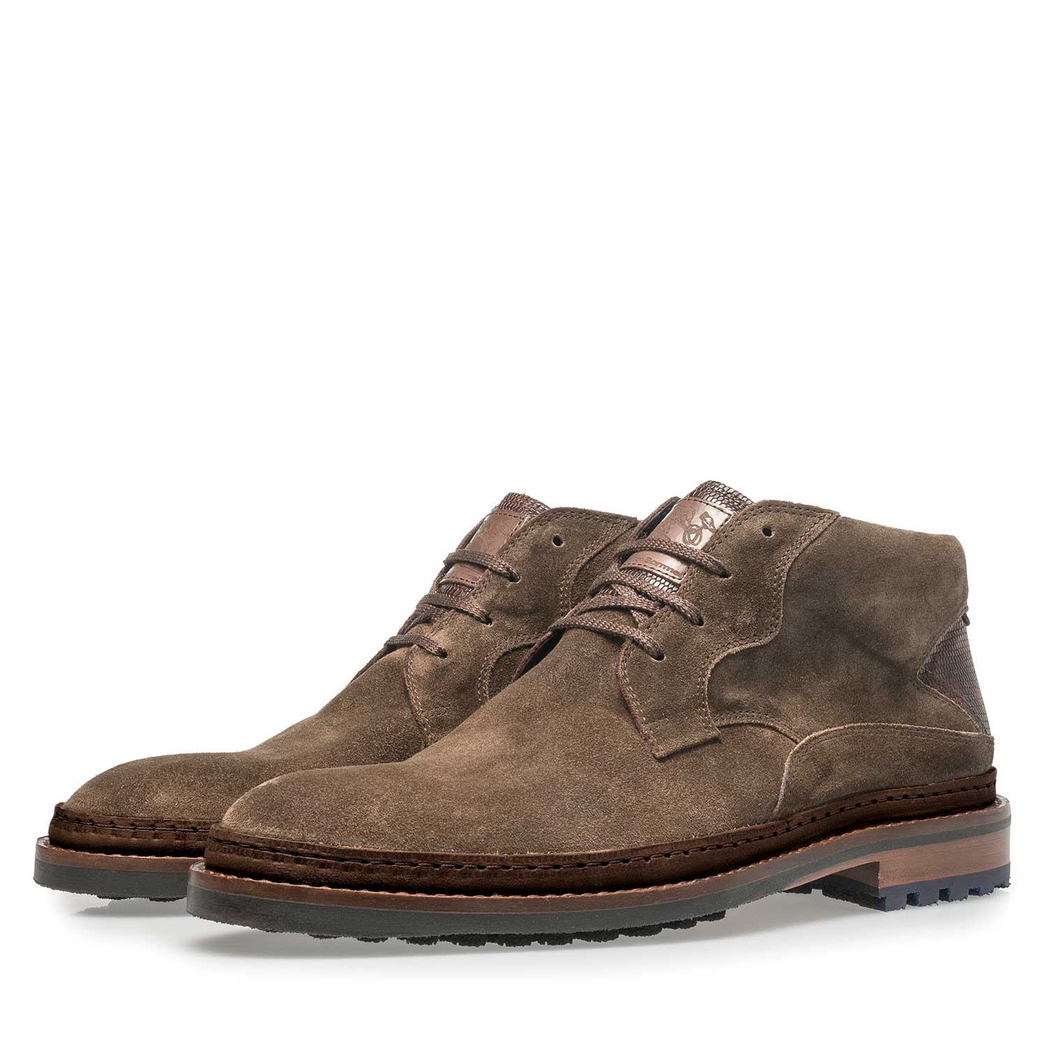 10509/04 - Suède veterboot donker taupe 10509/04 - Suède veterboot donker taupe
