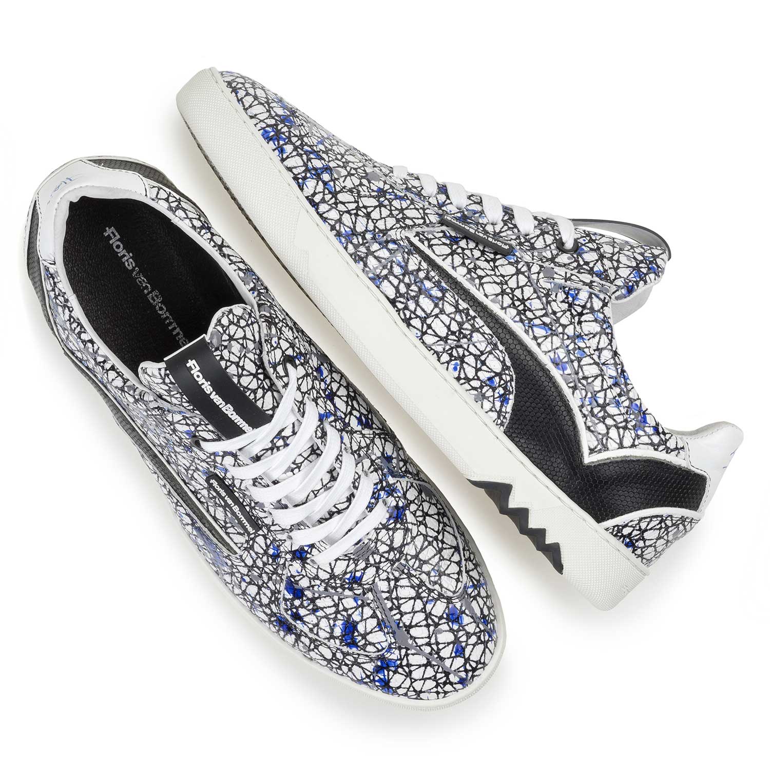 16342/08 - Witte kalfsleren sneaker met print 16342/08 - Witte kalfsleren sneaker met print
