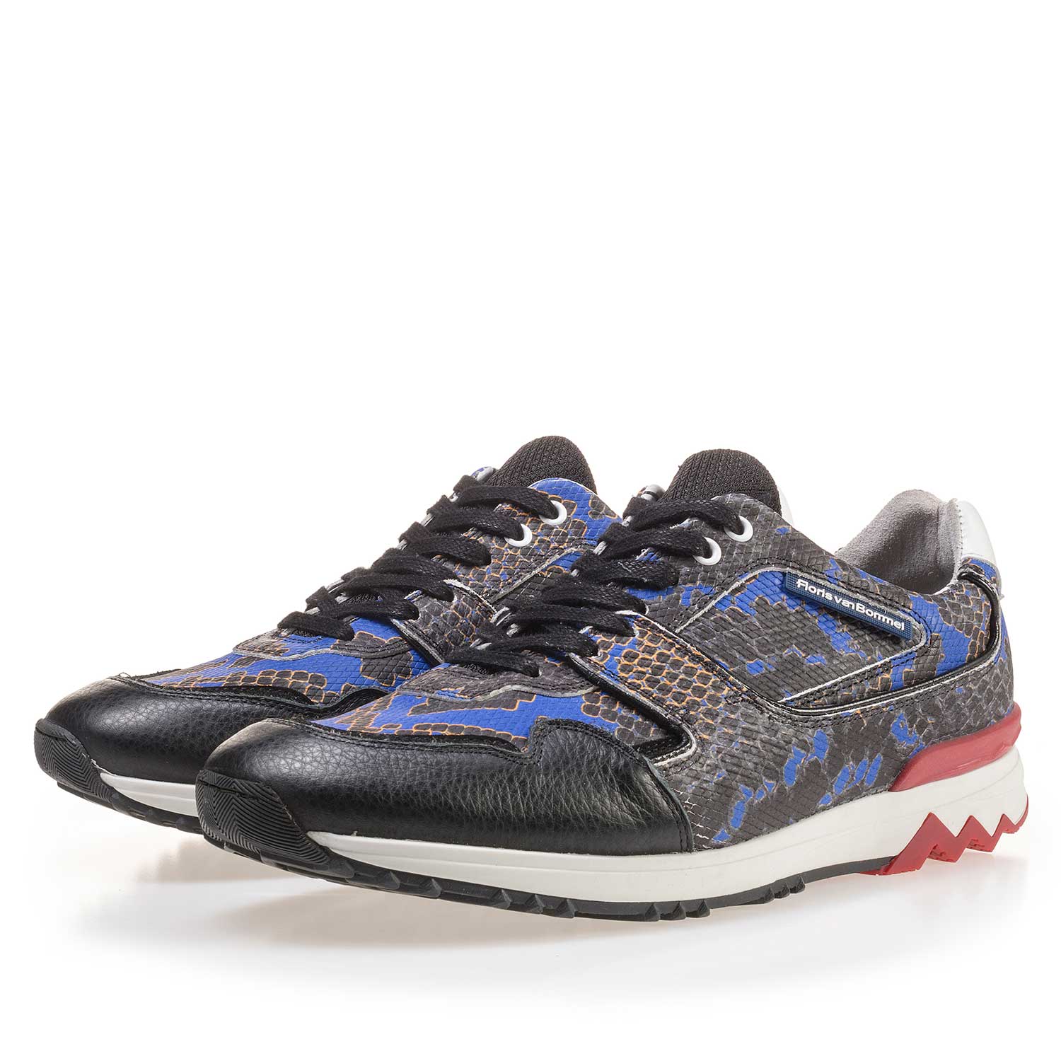 16270/01 - Blue leather sneaker with a snake print 16270/01 - Blue leather sneaker with a snake print