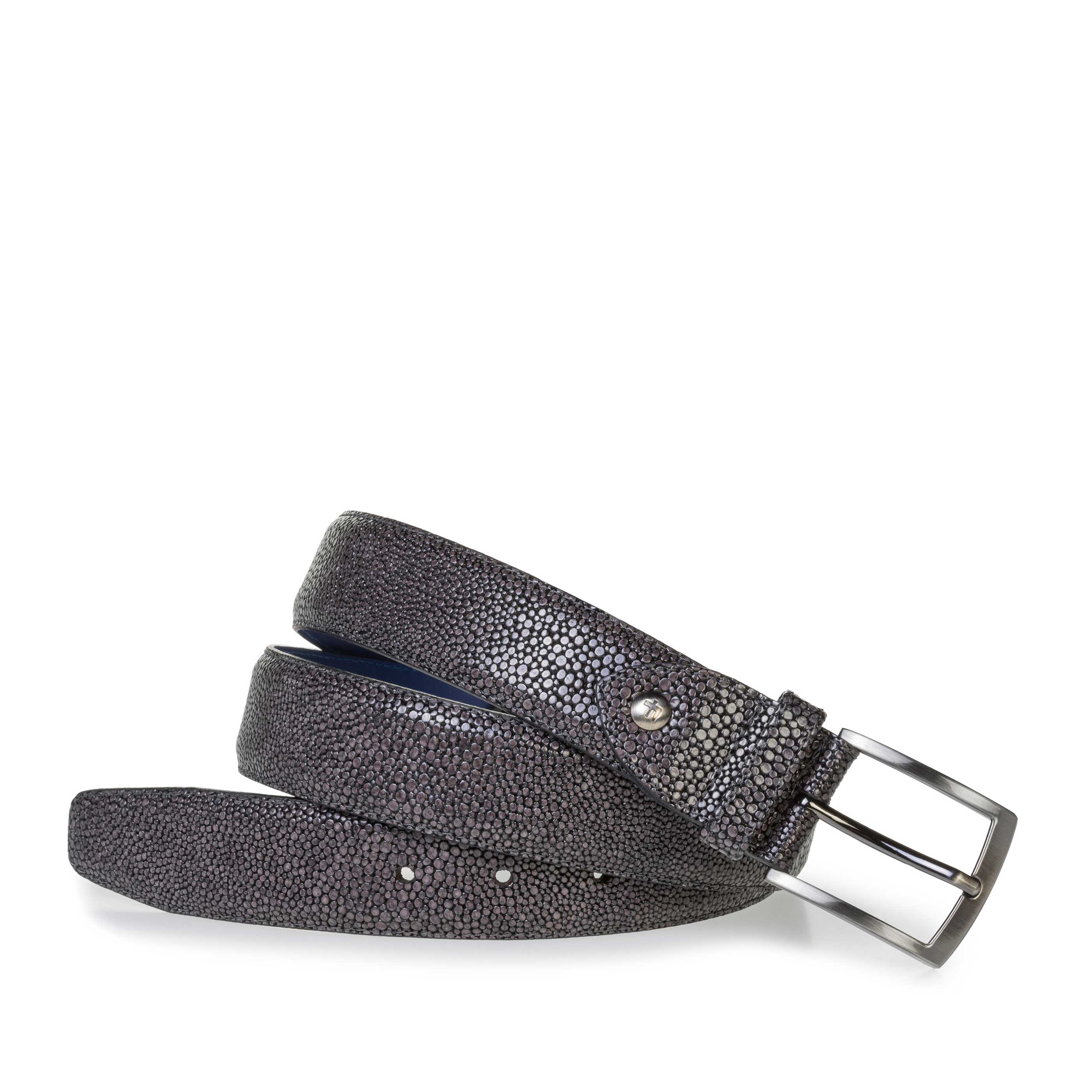 75200/92 - Grijze leren riem met metallicprint 75200/92 - Grijze leren riem met metallicprint