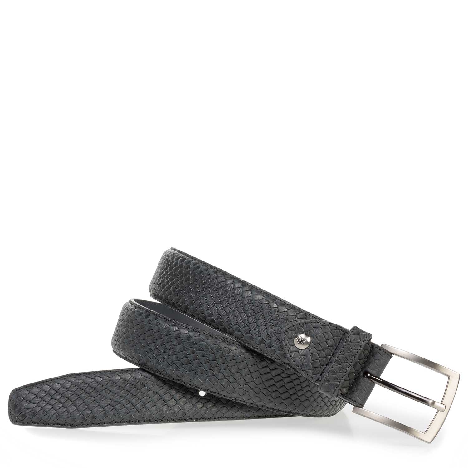 75201/48 - Zwarte leren riem met crocoprint 75201/48 - Zwarte leren riem met crocoprint