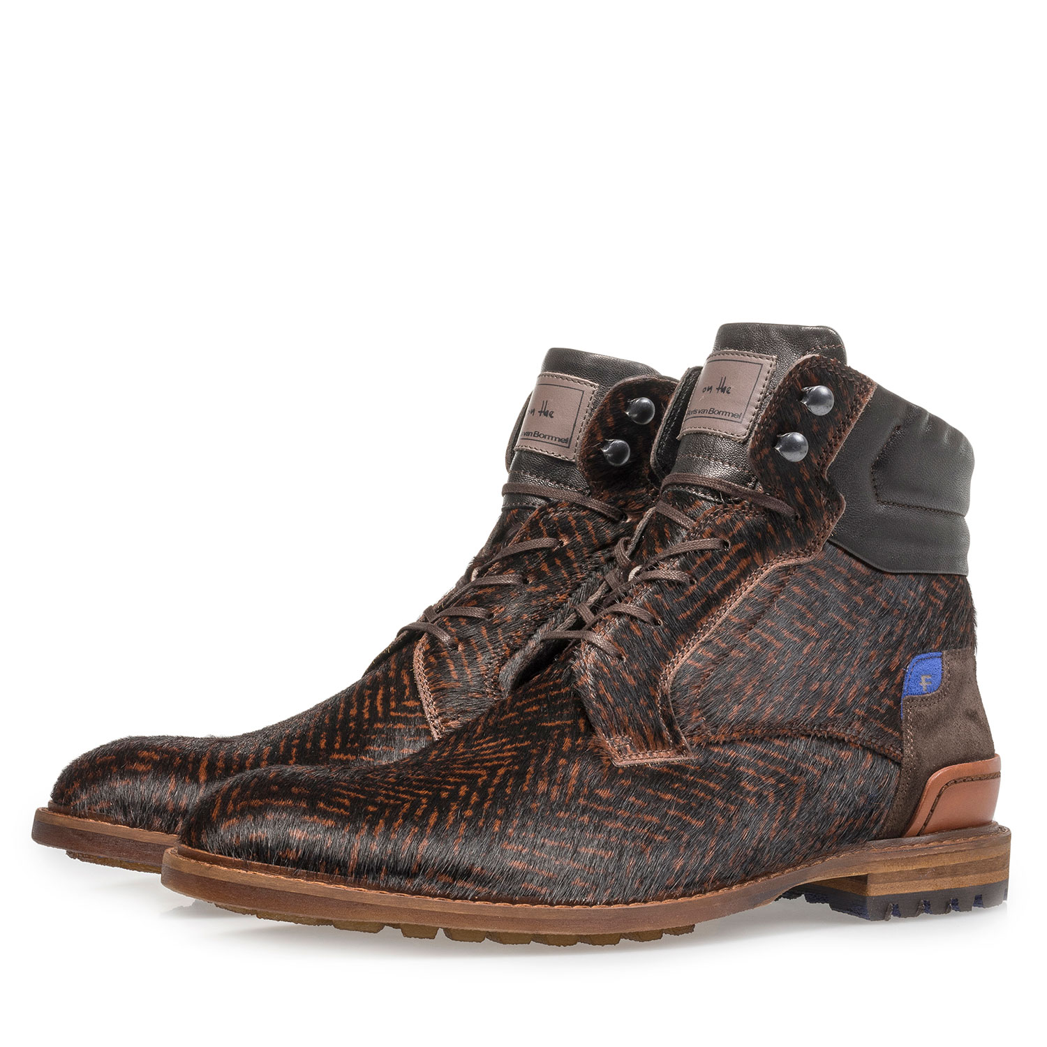 10641/01 - Premium pony veterboot cognac met print 10641/01 - Premium pony veterboot cognac met print