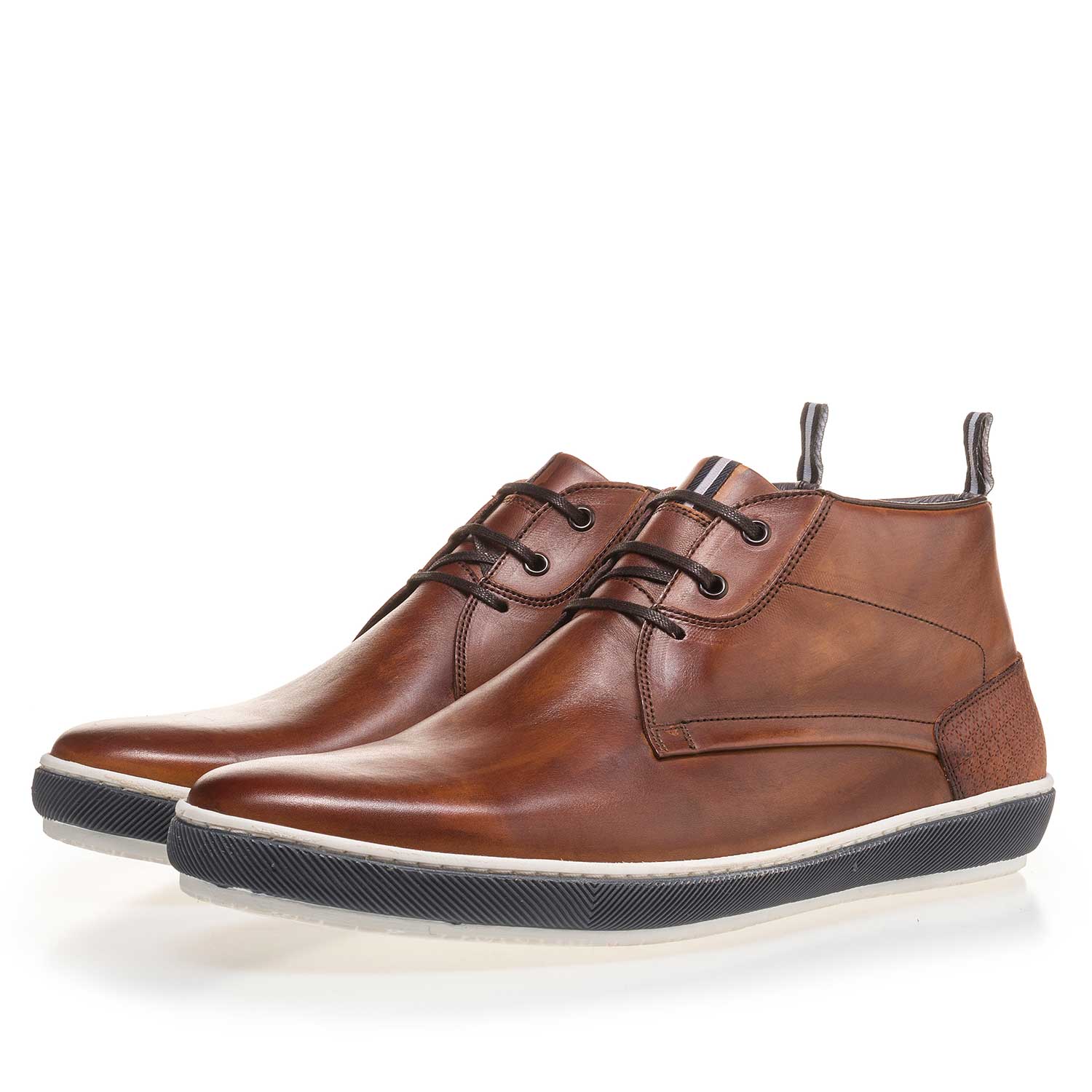 10989/04 - Cognac veterboot van kalfsleer 10989/04 - Cognac veterboot van kalfsleer