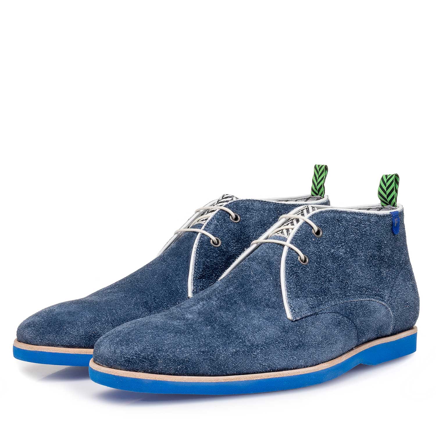 10014/06 - Blauwe ruwharige suède veterboot 10014/06 - Blauwe ruwharige suède veterboot