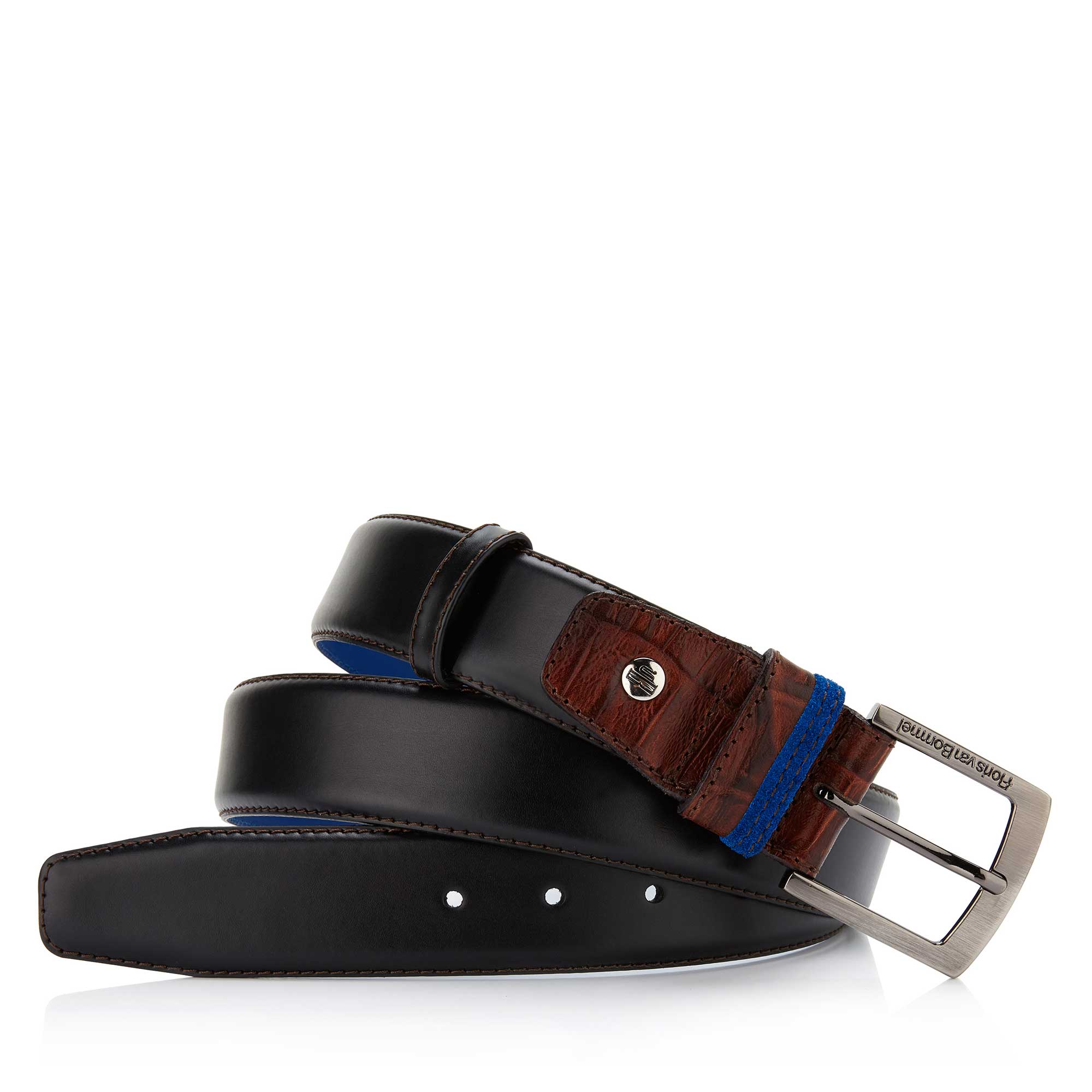 75004/03 - Floris van Bommel black leather men's belt 75004/03 - Floris van Bommel black leather men's belt