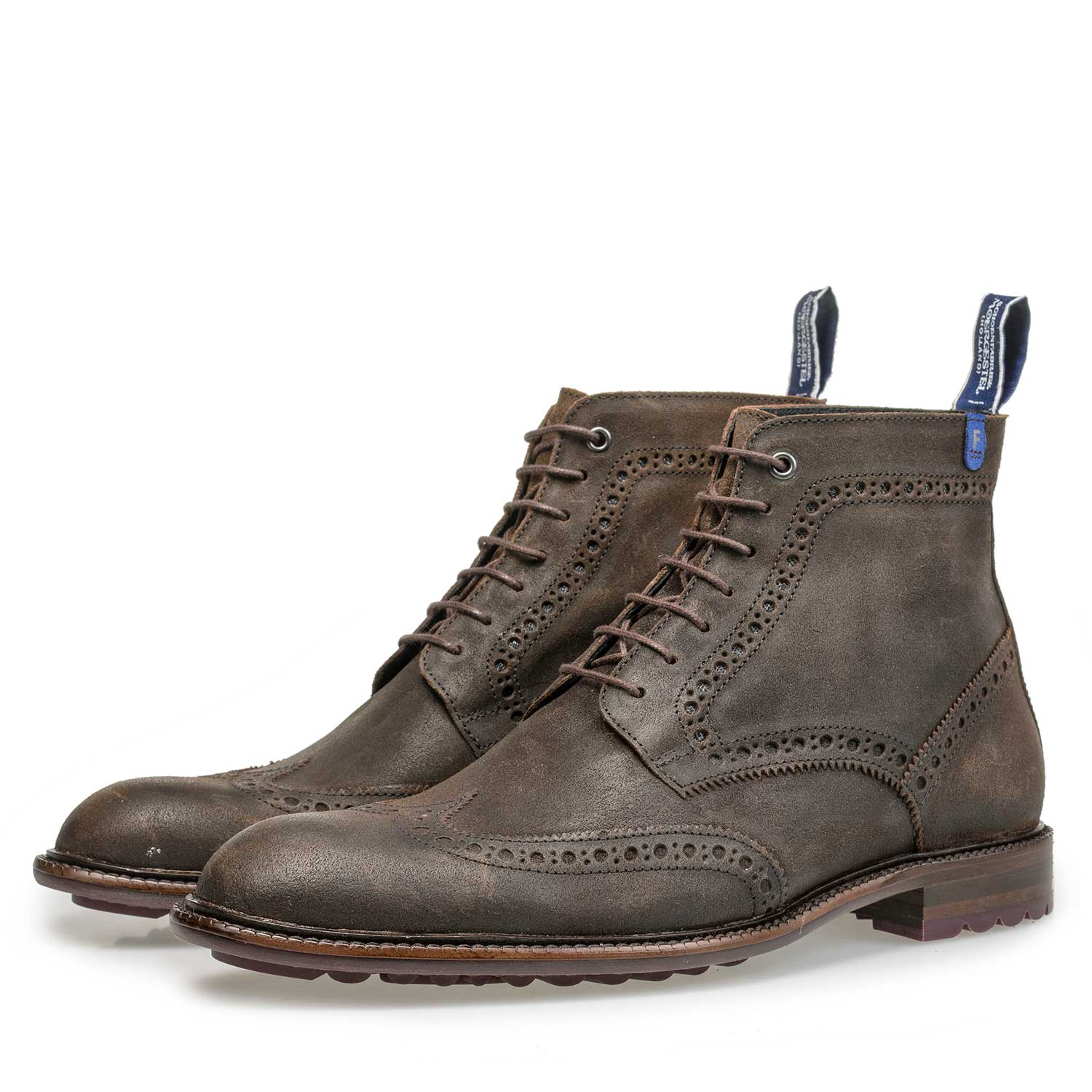 10506/05 - Bruine suède brogue veterboot 10506/05 - Bruine suède brogue veterboot