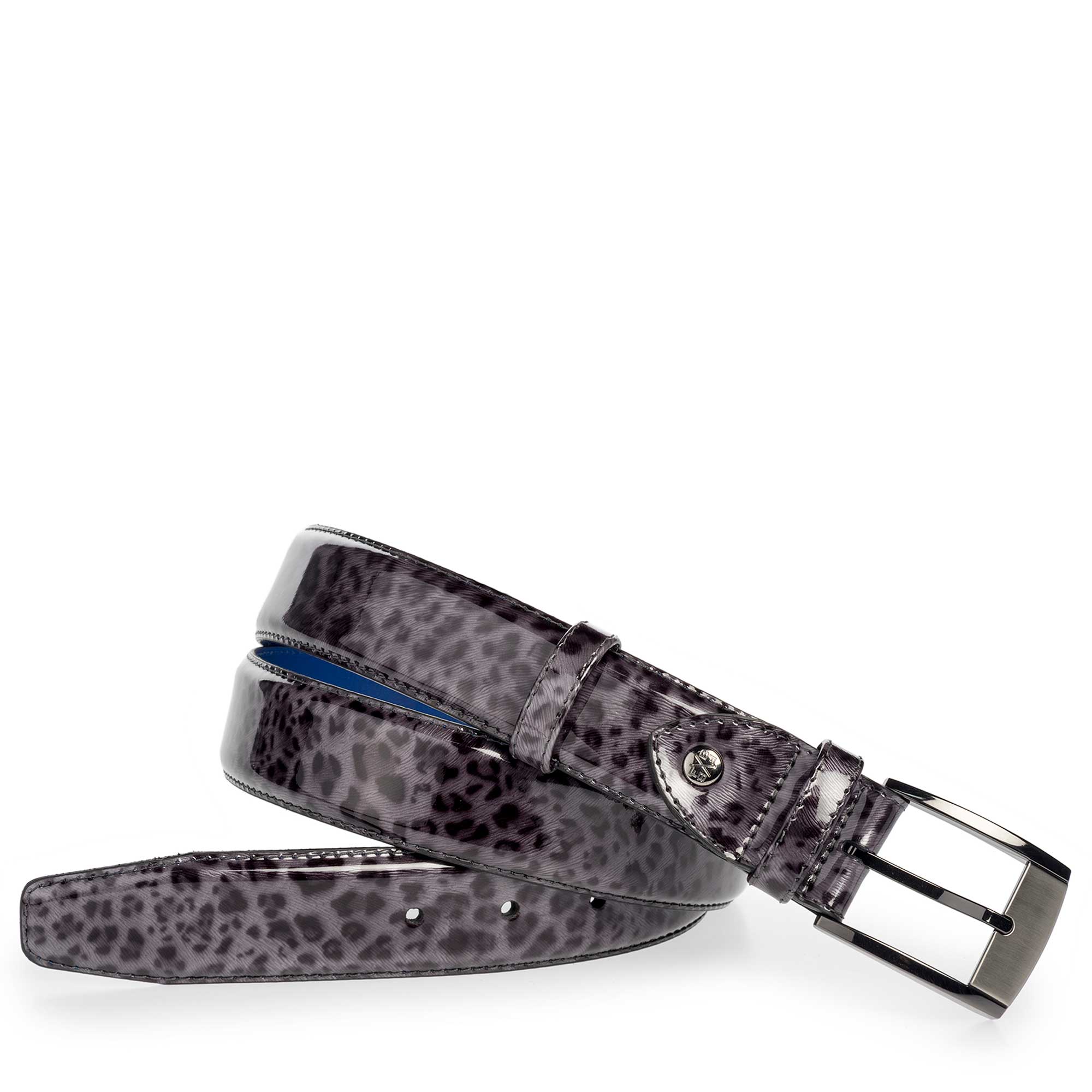 75180/17 - Premium donkergrijze riem van lakleer 75180/17 - Premium donkergrijze riem van lakleer