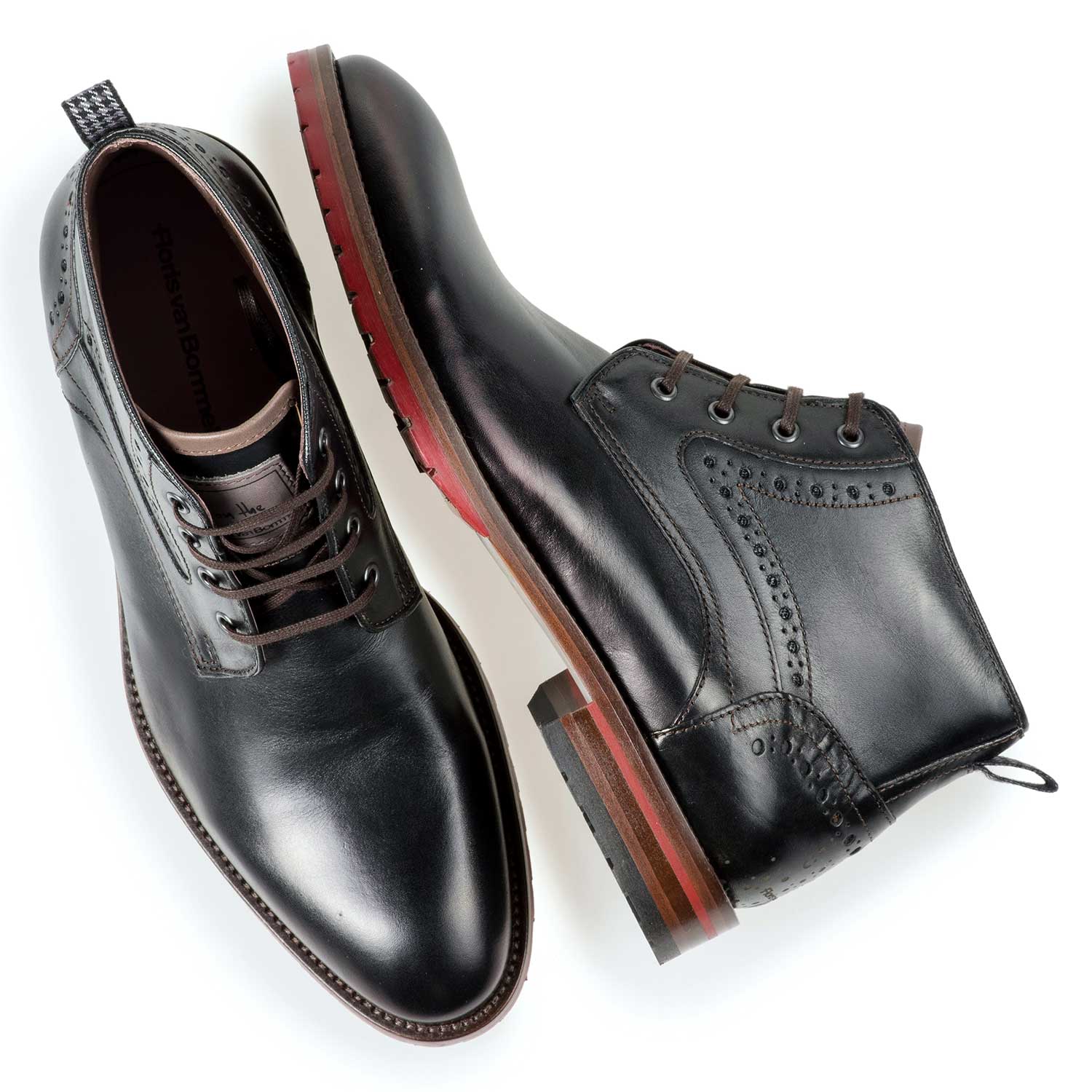 10317/10 - Black calf leather lace boot with red sole 10317/10 - Black calf leather lace boot with red sole
