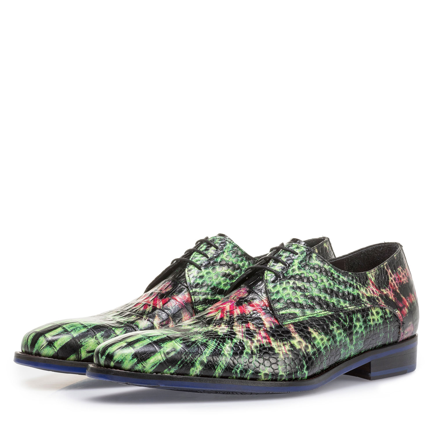 18204/02 - Premium leren veterschoen groen/roze 18204/02 - Premium leren veterschoen groen/roze