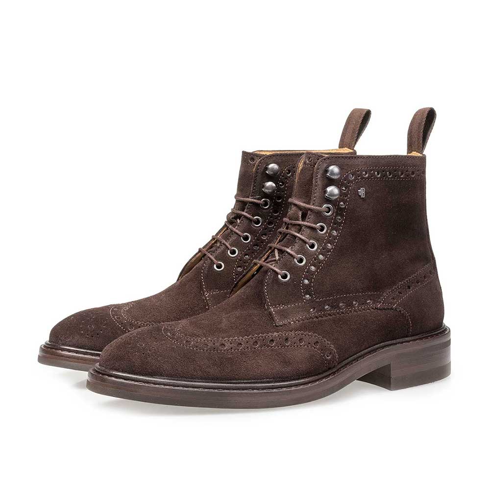 10165/00 - Bruine suède brogue veterboot 10165/00 - Bruine suède brogue veterboot