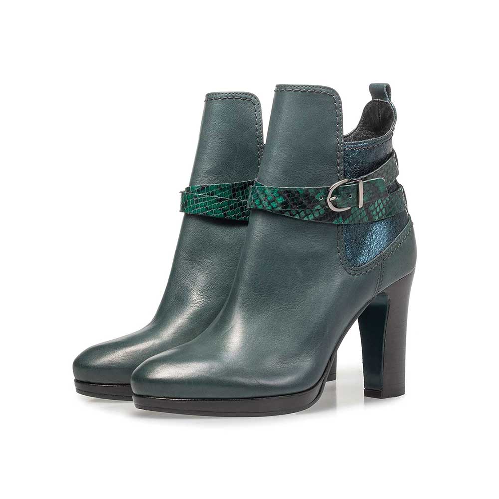 85609/04 - Groene kalfsleren enkellaars 85609/04 - Groene kalfsleren enkellaars