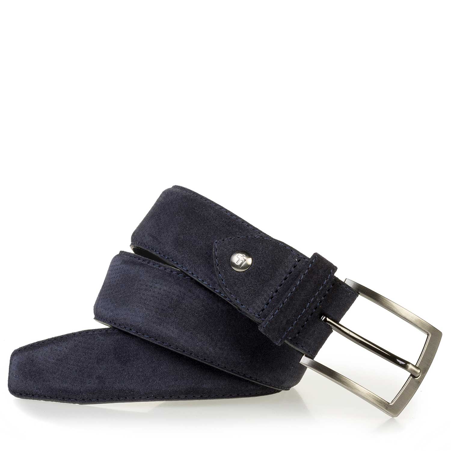 75200/58 - Donkerblauwe suède riem met dessin 75200/58 - Donkerblauwe suède riem met dessin