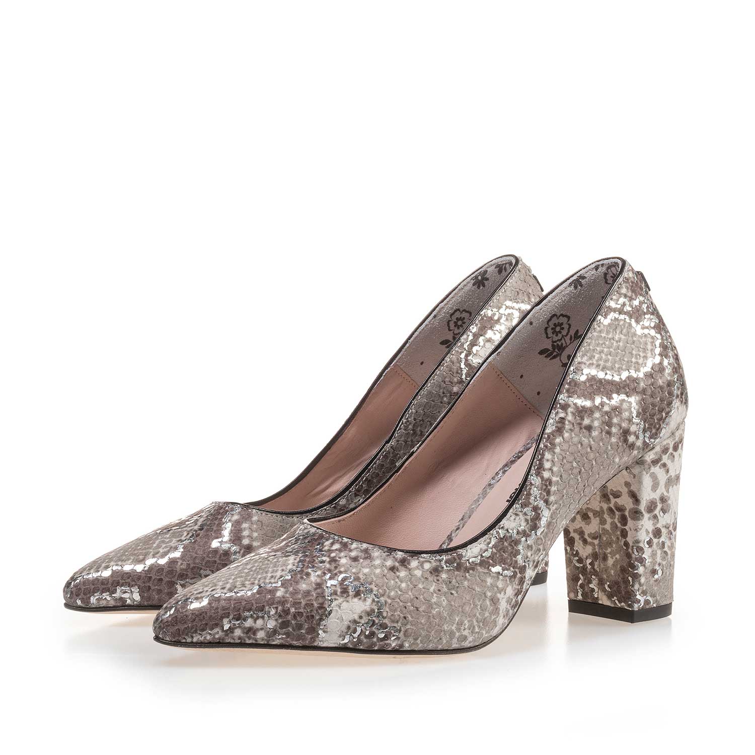 85227/01 - Taupe-coloured leather pumps with snake print 85227/01 - Taupe-coloured leather pumps with snake print