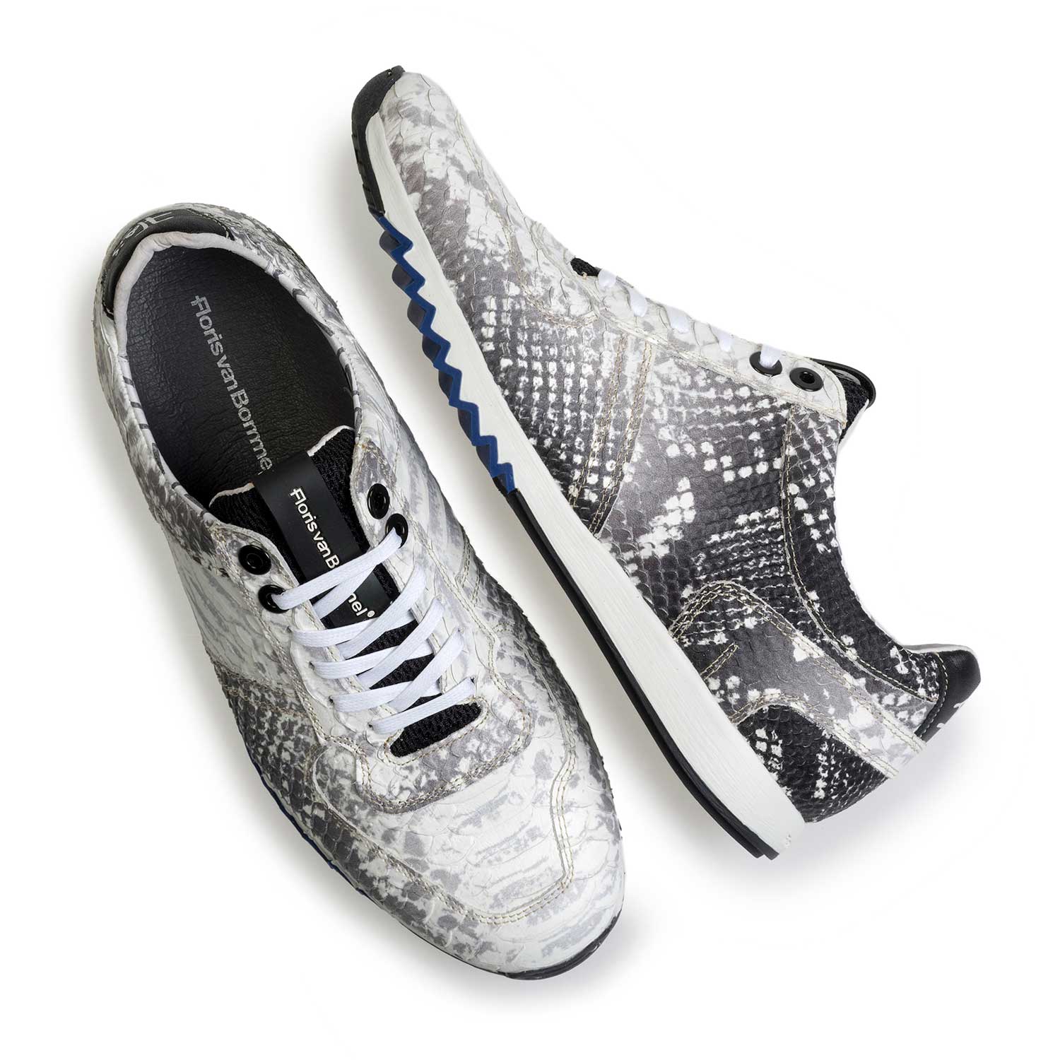 16227/13 - Grijze sneaker van leer met snakeprint 16227/13 - Grijze sneaker van leer met snakeprint