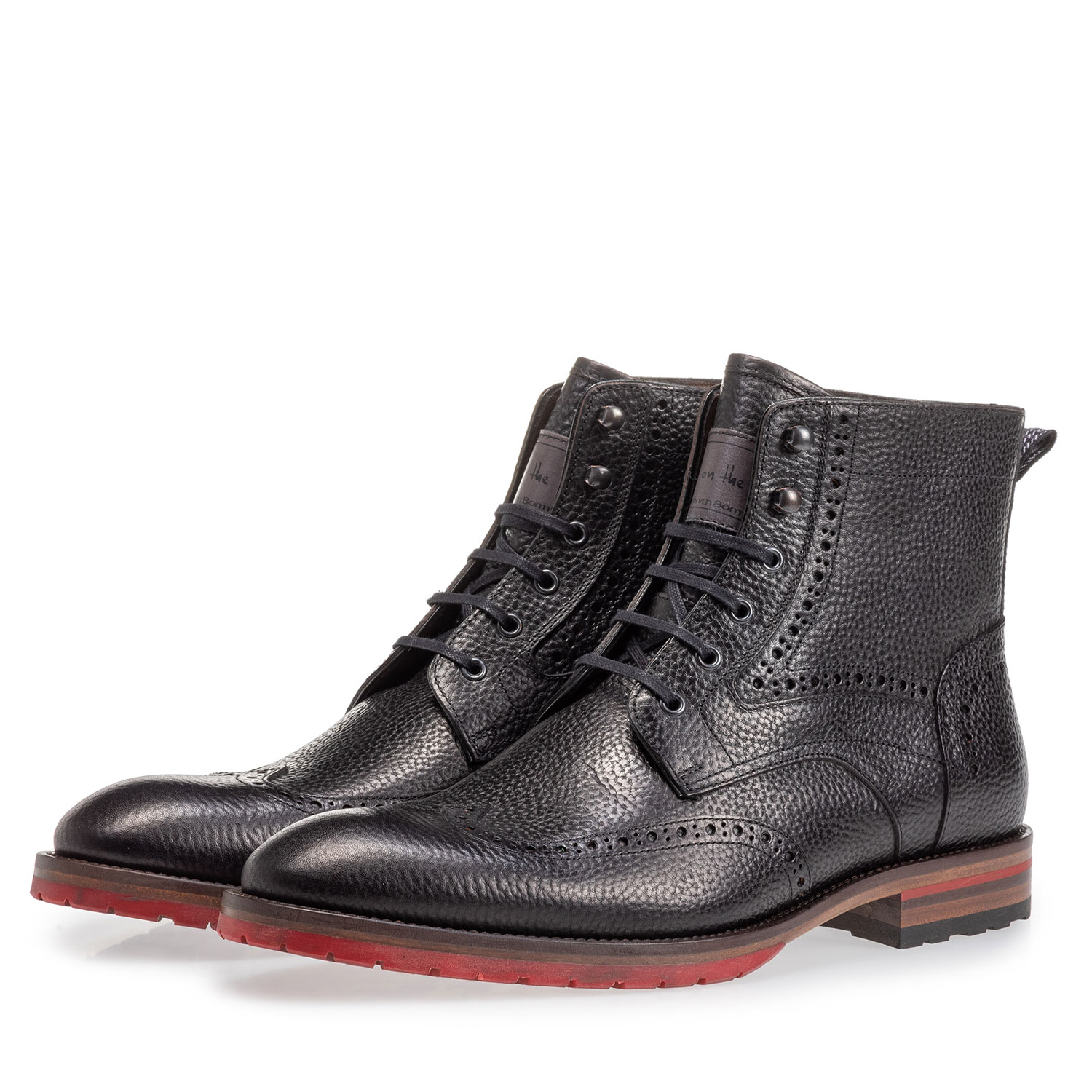 10295/23 - Leren brogue veterboot zwart 10295/23 - Leren brogue veterboot zwart