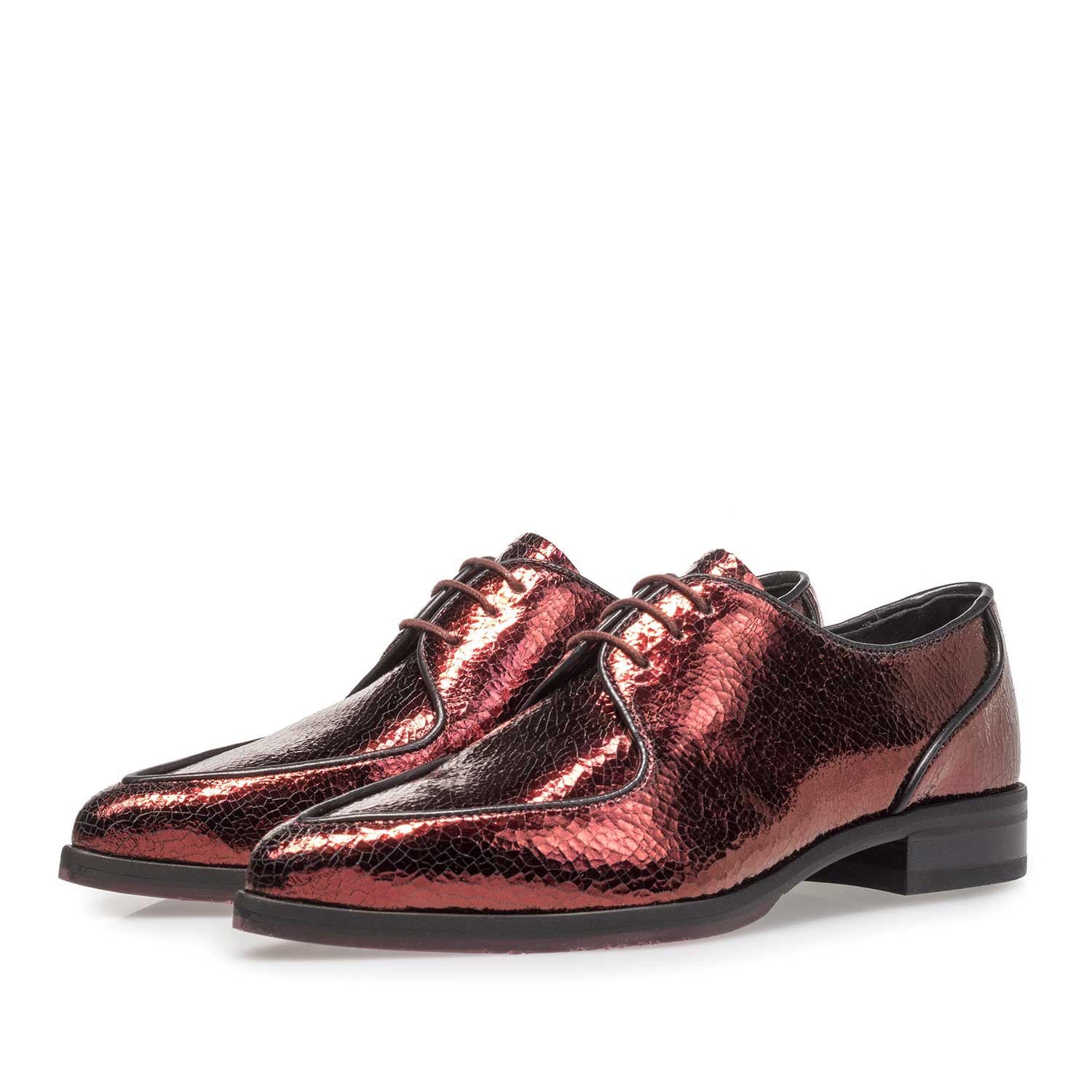 85811/01 - Red leather lace shoe with metallic print 85811/01 - Red leather lace shoe with metallic print