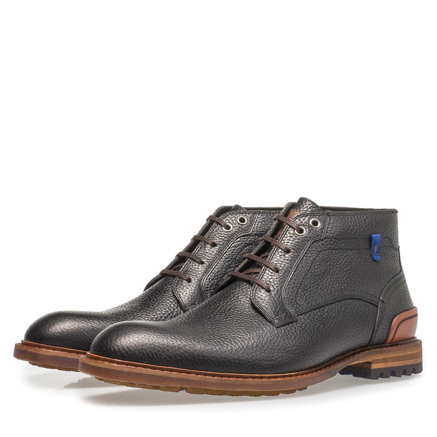 20228/17 - Black printed leather lace boot 20228/17 - Black printed leather lace boot