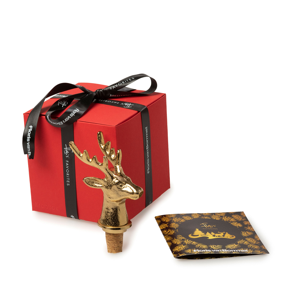 Giftbox wijnafsluiter hert goud | Floris van Bommel Official®