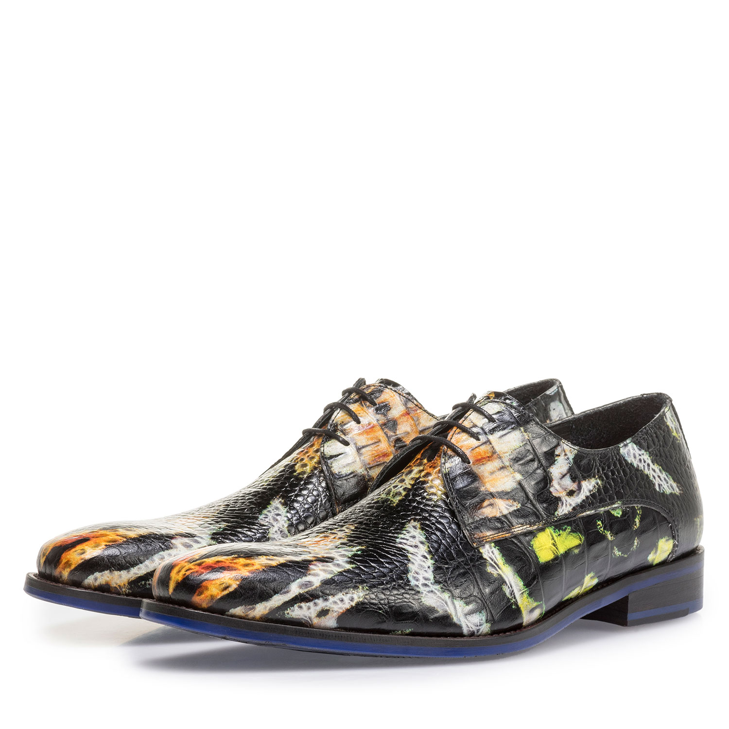 18204/01 - Premium leren veterschoen oranje/geel 18204/01 - Premium leren veterschoen oranje/geel