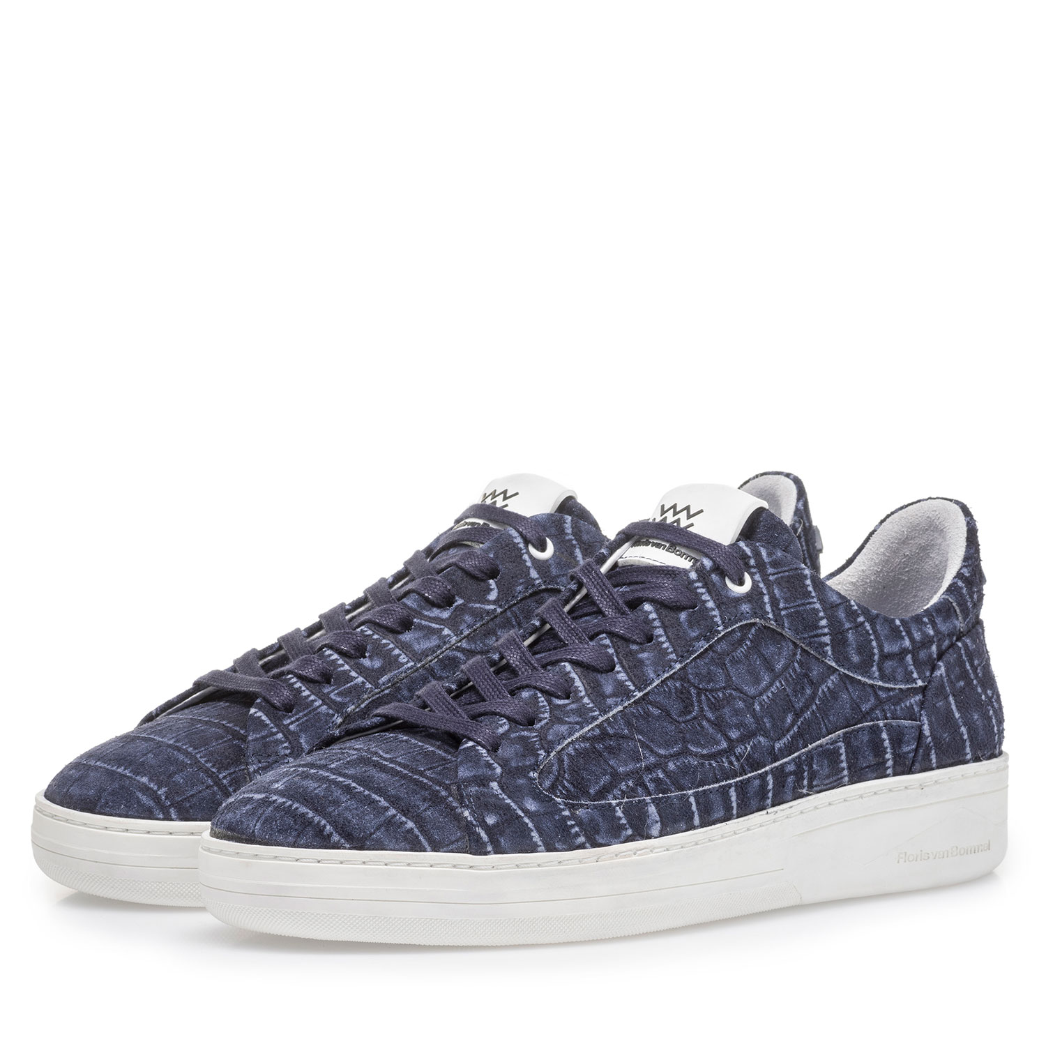 13265/07 - Donkerblauwe sneaker met crocoprint 13265/07 - Donkerblauwe sneaker met crocoprint