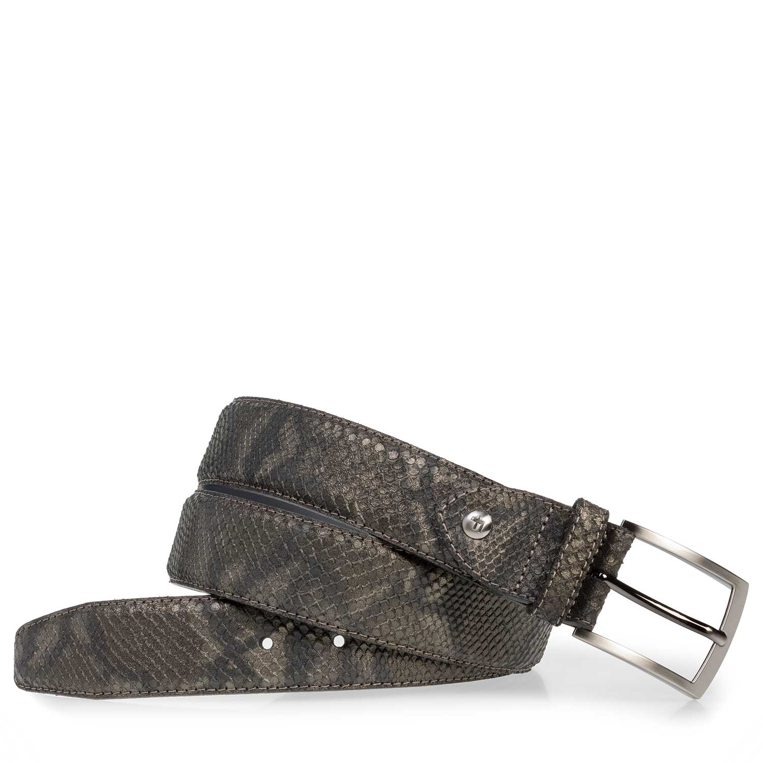 75201/01 - Leren riem met snakeprint olijfgroen 75201/01 - Leren riem met snakeprint olijfgroen