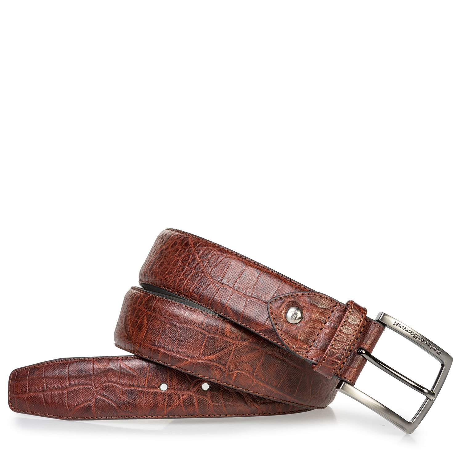 75202/67 - Leren riem crocoprint cognac 75202/67 - Leren riem crocoprint cognac