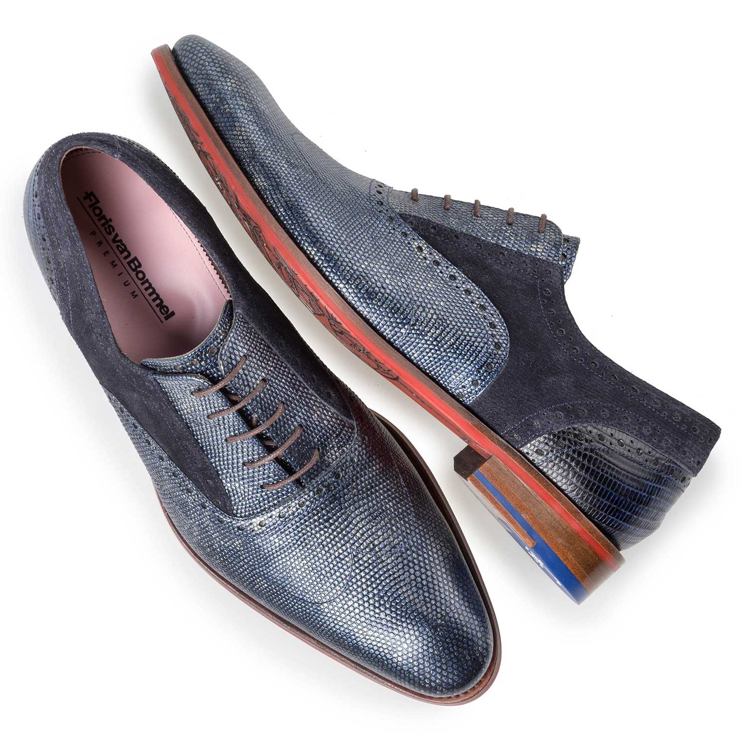 19117/02 - Premium blauwe kalfsleren veterschoen 19117/02 - Premium blauwe kalfsleren veterschoen