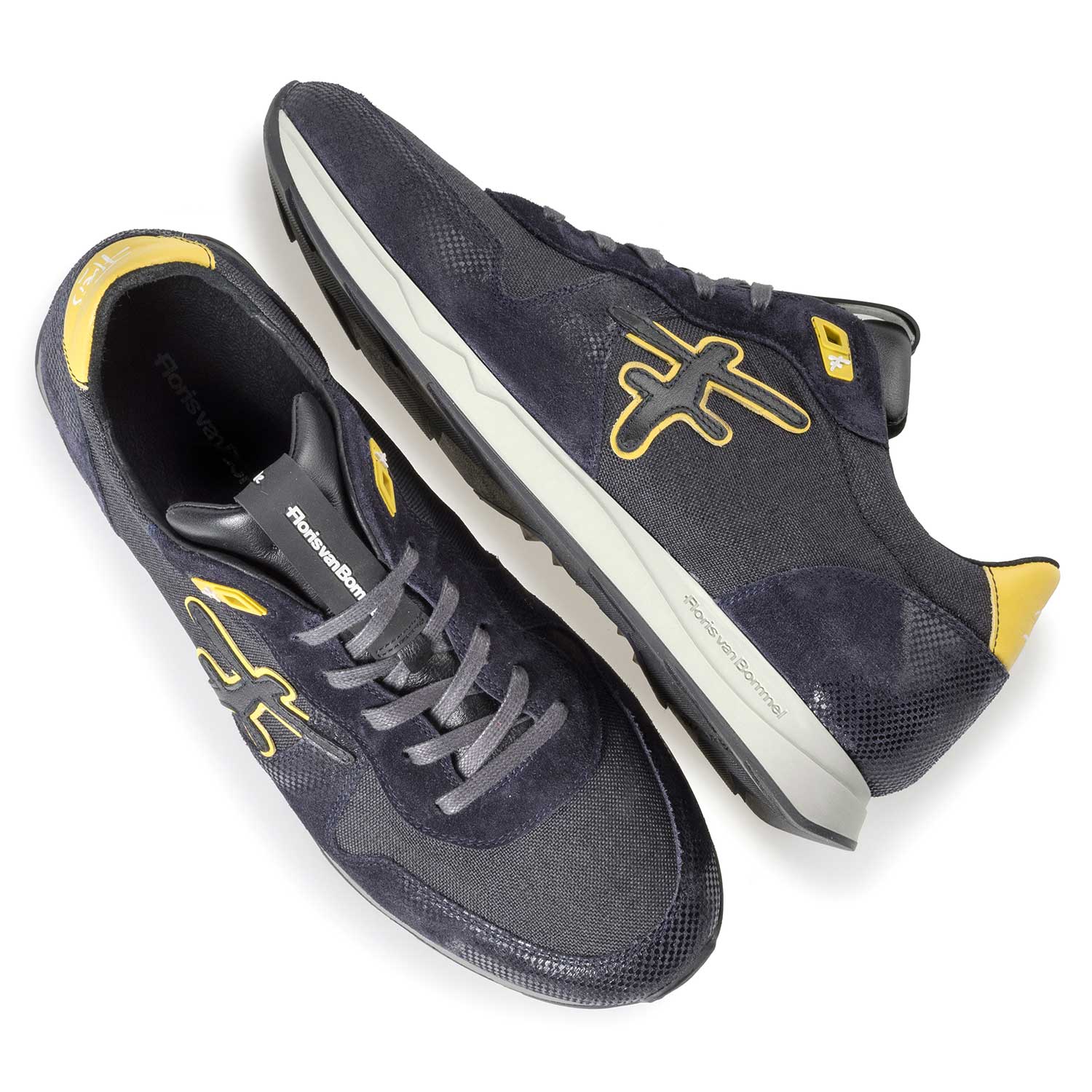 16226/01 - Blauw/ grijze sneaker met gele details 16226/01 - Blauw/ grijze sneaker met gele details